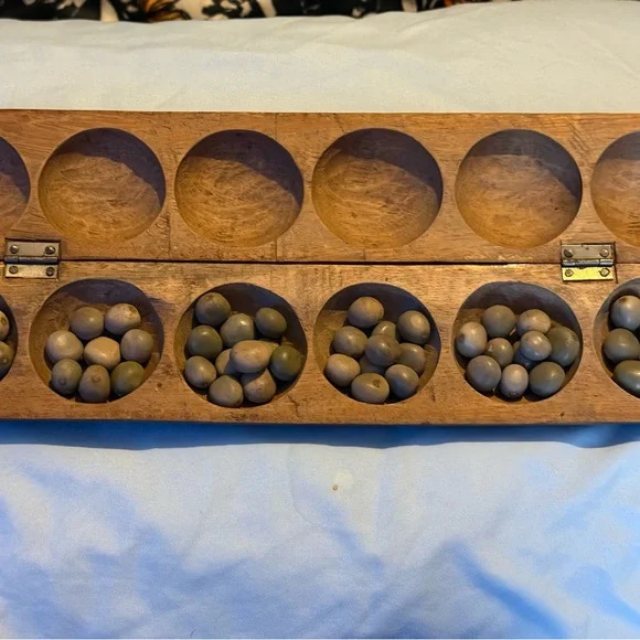 Vintage 1950shand carved mancala board game